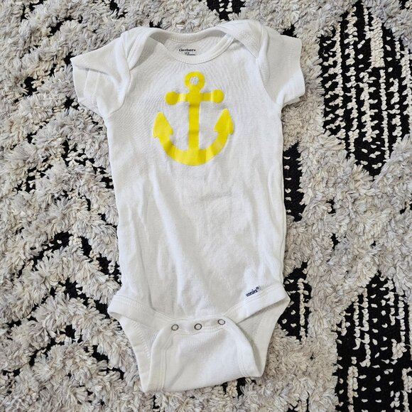 Gerber Handmade HTV Yellow Anchor Onesie 12 Months - Picture 1 of 3